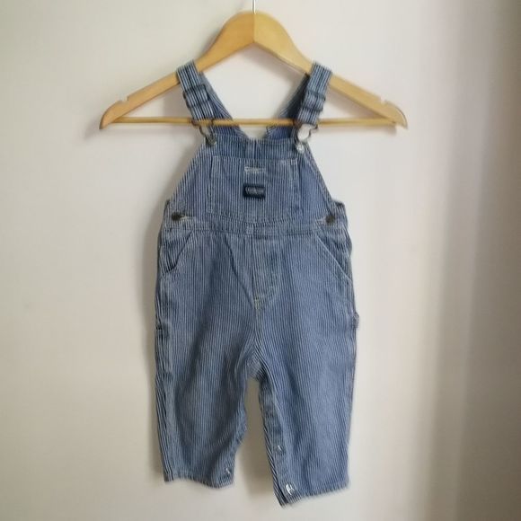 KID VINTAGE OSHKOSH Cotton Jeans Light Wash Overalls Size 18M - Picture 2 of 10